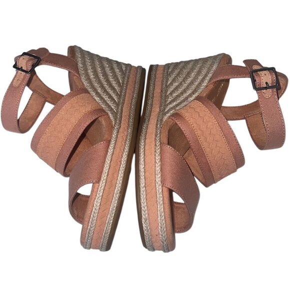 Toms Madelyn Sandy Beige Canvas Braided Espadrille Wedge Sandals Size 7 - Picture 3 of 13